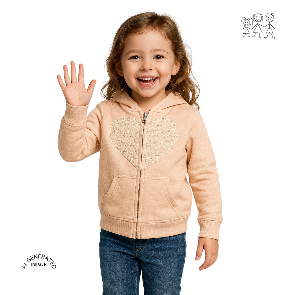 Carter's Tan Hoodie with Lace Heart